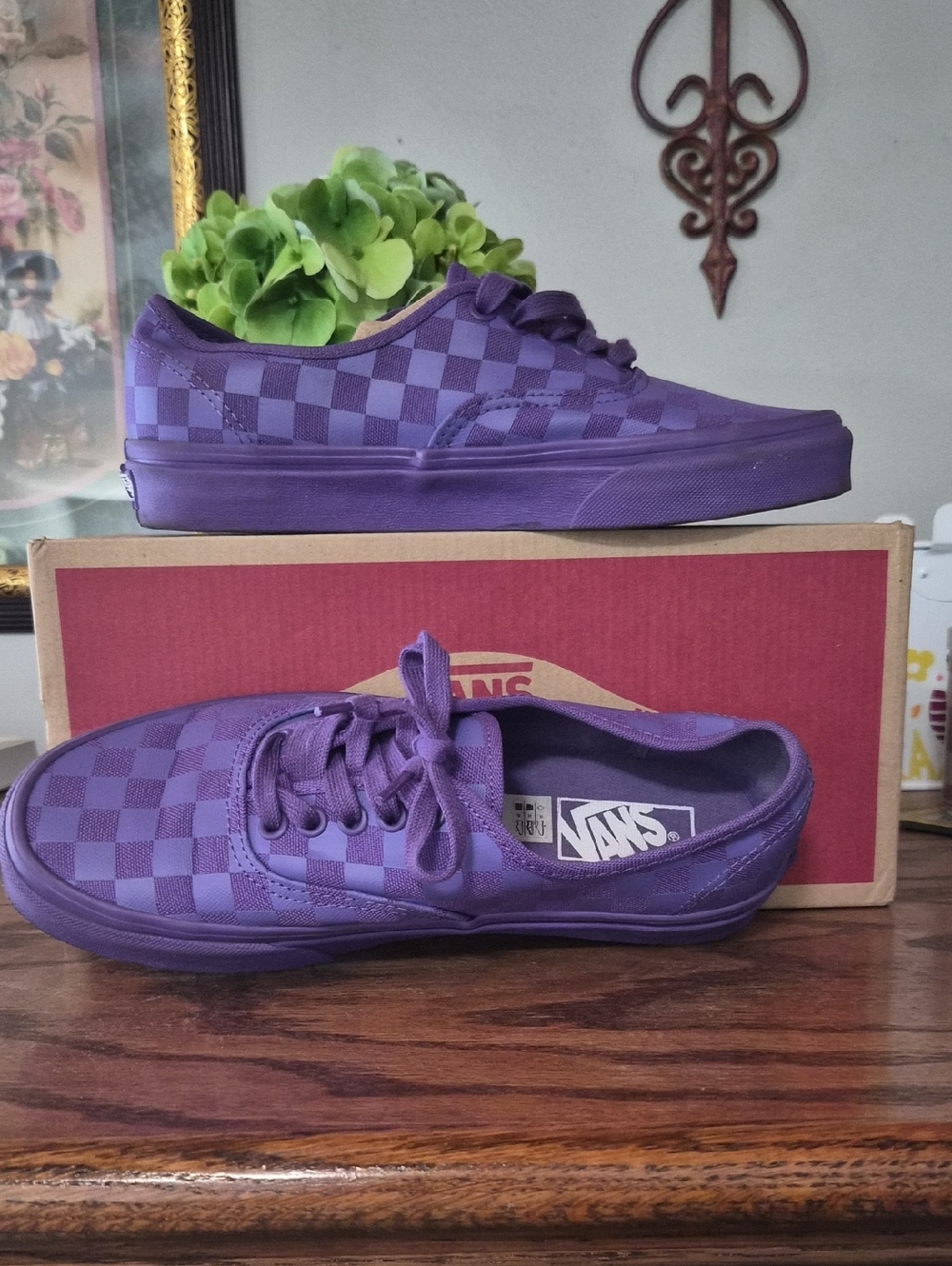 🔥Vans Purple Checkerboard Low Top Sneakers